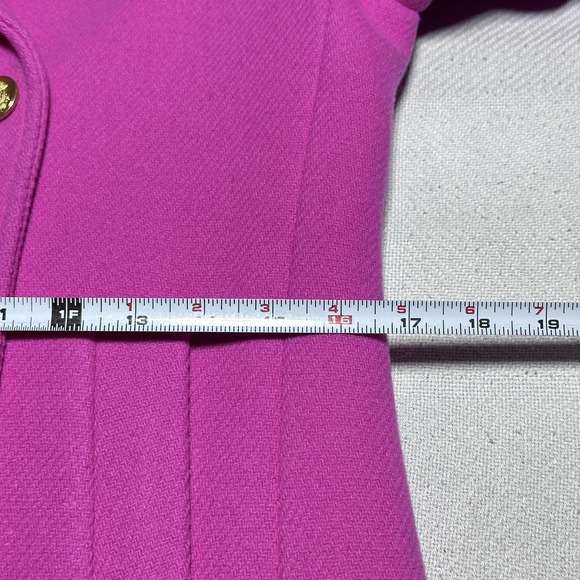 J Crew Majesty Peacoat Womens 4 Pink Stadium Cloth Wool Gold Double Breasted - Picture 11 of 15